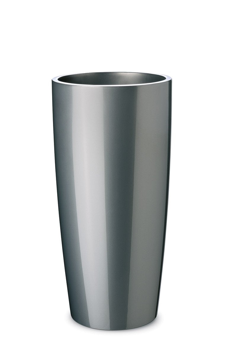 Floralo Teramo hoch Übertopf 35cm Durchmesser x 70cm hoch anthrazit metallic, hochglänzend, mit hera