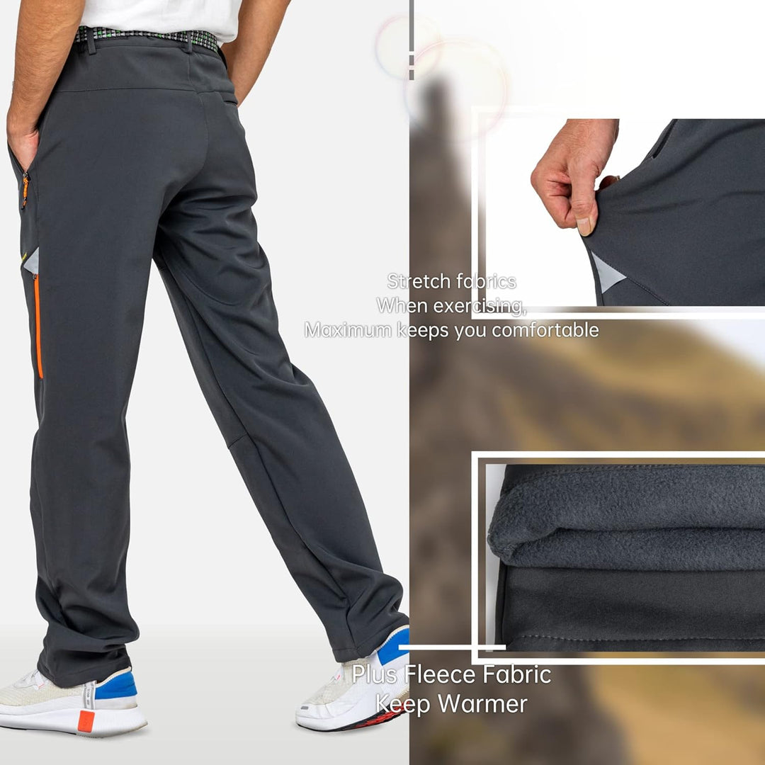 LY4U Winter Outdoorhose Herren Winddichte mit Fleece Gefütterte Schnee Ski Softshell Hose Warme Hose