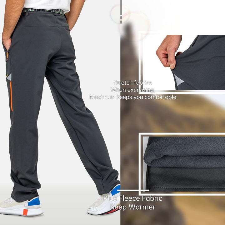 LY4U Winter Outdoorhose Herren Winddichte mit Fleece Gefütterte Schnee Ski Softshell Hose Warme Hose