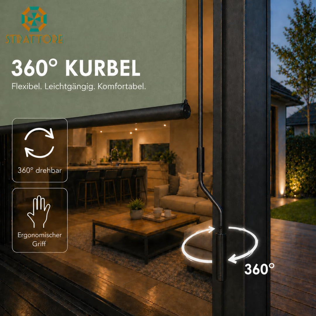 Ausziehbare Senkrechtmarkise Vertikalmarkise 180 x 250 cm - Markise mit Kurbel für Terrasse und Balk