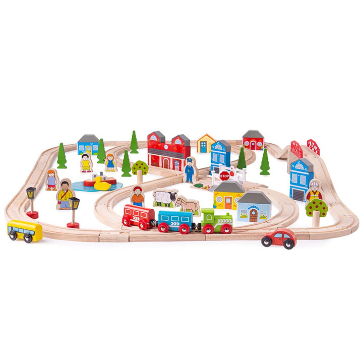 Bigjigs Rail Holzeisenbahn Set Stadt und Land