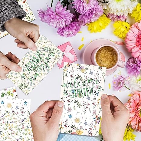 Blumenmuster Scrapbook Papier, 24 Blatt/12 Designs Doppelseitiges Bastelpapier, Frühlingsblume Karte