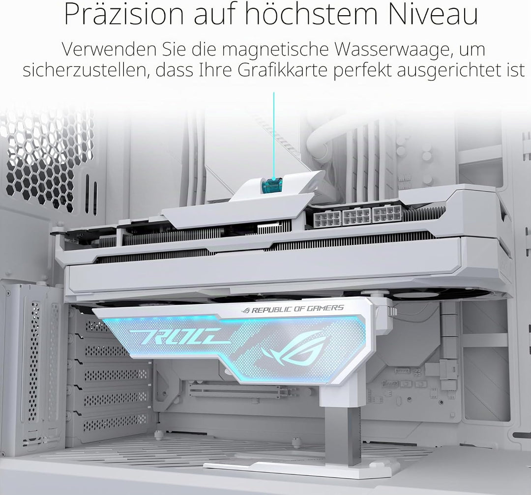 ASUS ROG Herculx Grafikkartenhalter White (Stützhöhe 72-128 mm, integriertes 3D-ARGB-Element, Aura S