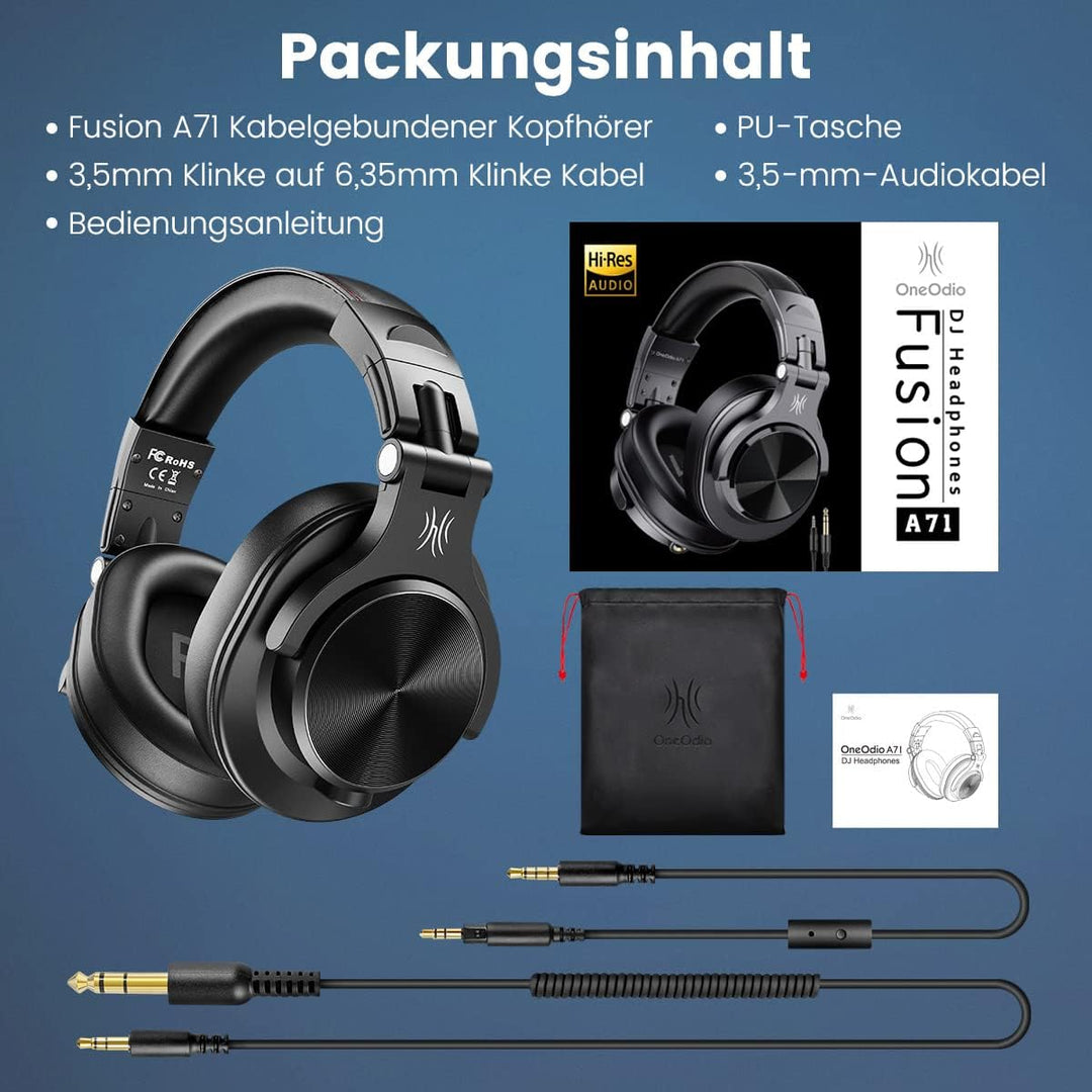 OneOdio Kopfhörer Over Ear, DJ Kopfhörer mit Kabel, Professionell Geschlossener Studio HiFi Kopfhöre