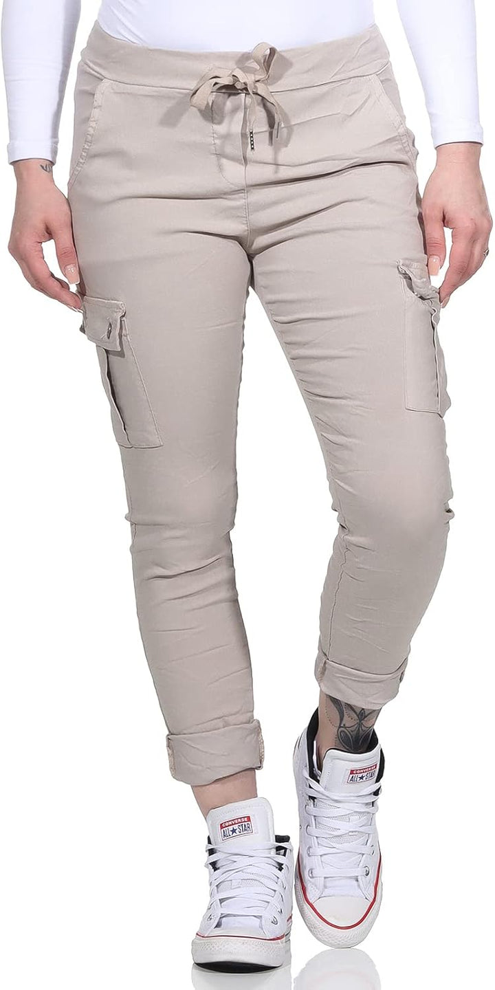 MATY FASHION Damen Hose Stretch Sweatpants aus Baumwolle Jogginghose Denim für Freizeit Boyfriend Ba