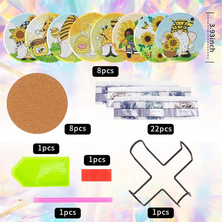 Diamond Painting Untersetzer, DIY Sonnenblume Diamant Malerei Glasuntersetzer mit Halter, rutschfest