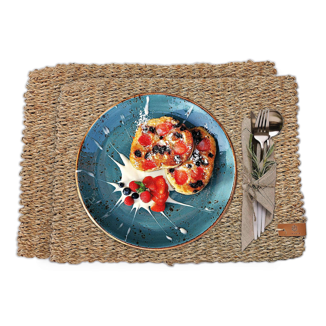 FRIHET Tischset eckig - Seegras geflochten (2er Set) Platzset 40x30cm, Natur Tischdeko, Tischsets Pl
