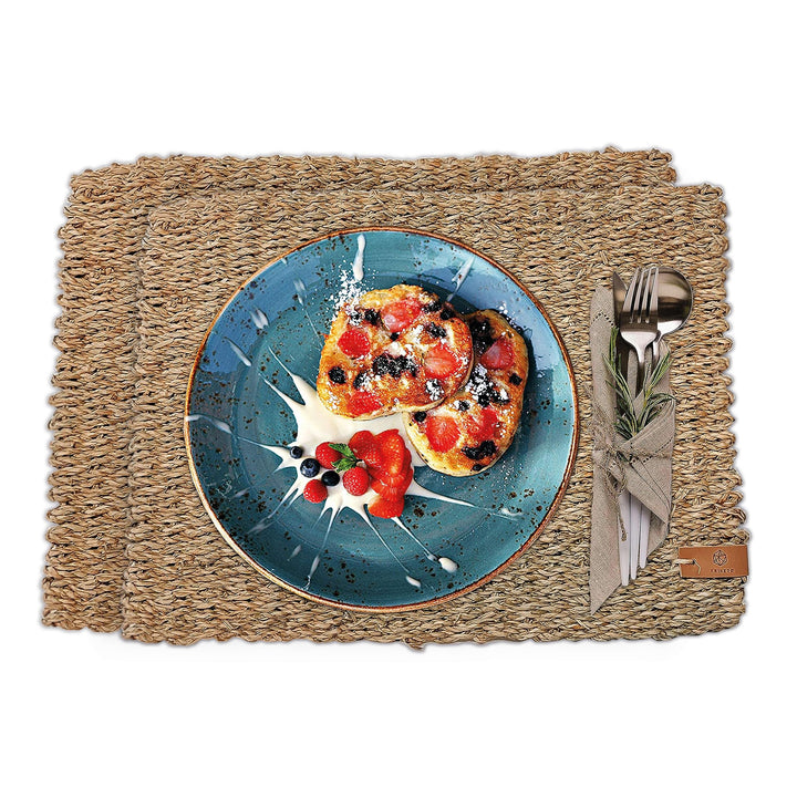 FRIHET Tischset eckig - Seegras geflochten (2er Set) Platzset 40x30cm, Natur Tischdeko, Tischsets Pl