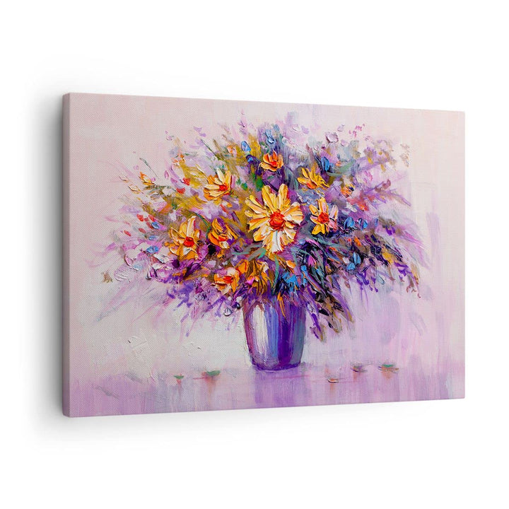 ARTTOR Bilder auf Leinwand Blumen Vase Leinwandbild mit Rahmen 70x50cm Wandbilder Dekoration Wohnzim