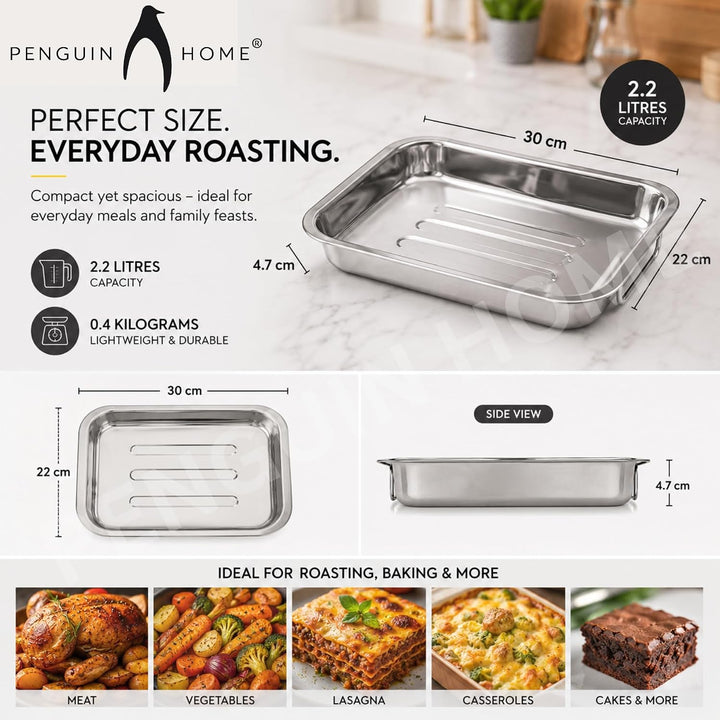 Penguin Home Premium-Edelstahl-Bräter - kompatibel mit allen Herdarten ausser Induktion - robust und