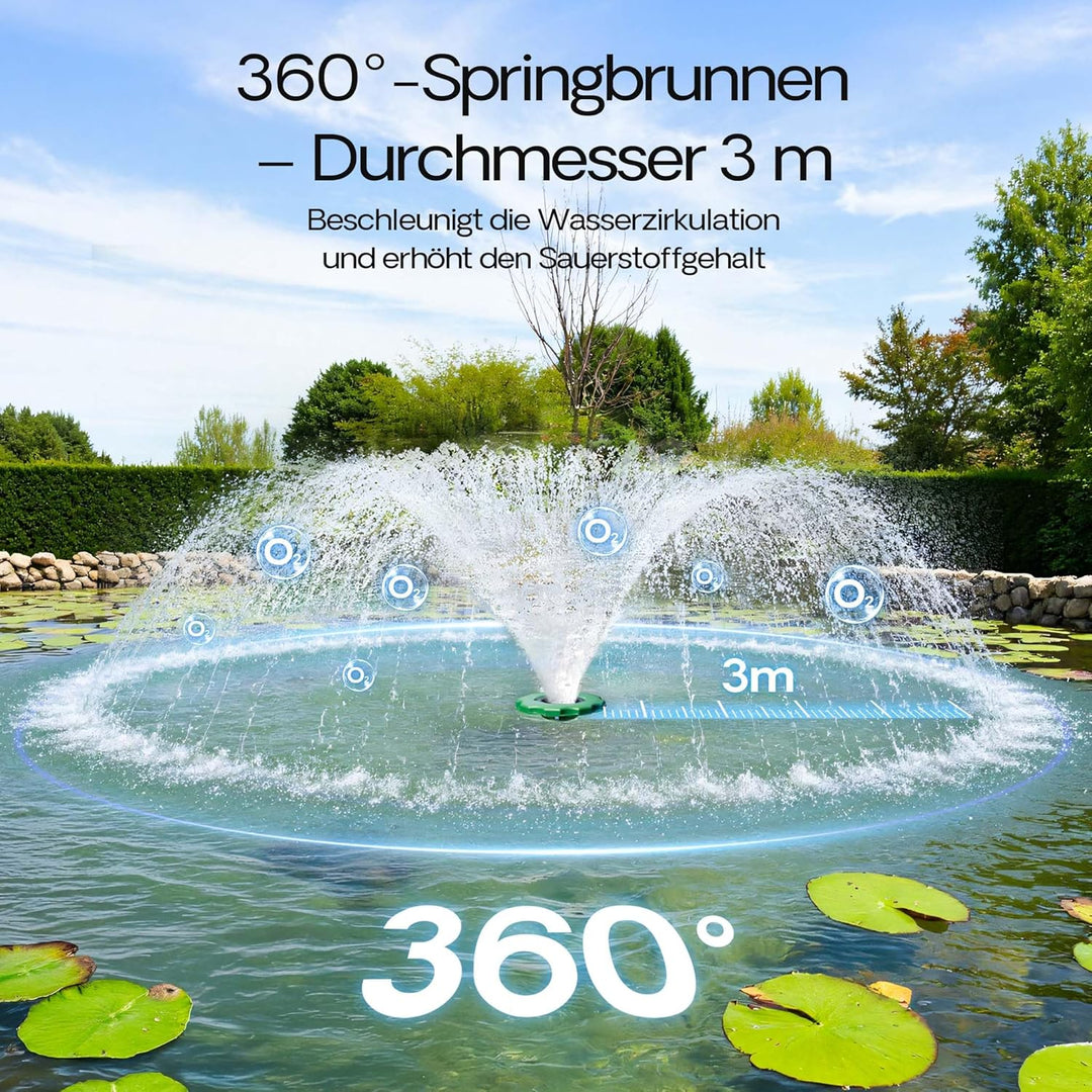 SunSun COP-10000 Schwimmende Fontäne 20000l/h, 90W, Wassersäule mit 1m Höhe & 3m Durchmesser