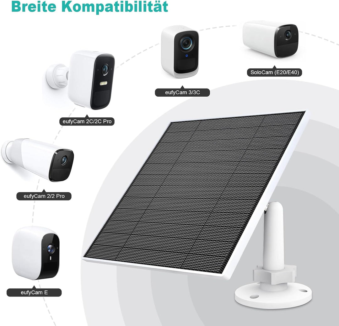Solarpanel für Eufy Kamera, 5W Solarmodul für Eufy Kamera kompatibel mit Eufycam 3/3C/2/2 Pro/2C/2C