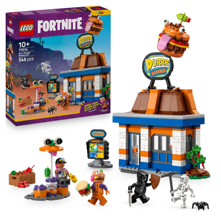 LEGO Fortnite Durrr Burger Restaurant - Gaming Spielzeug mit Strandbomber, Beefboss, Schmierfink und