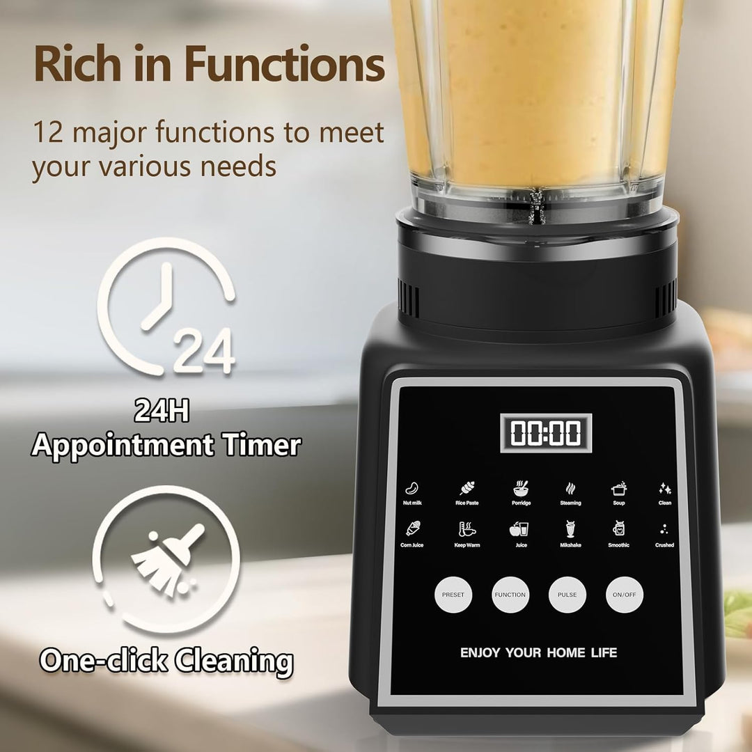 Hochleistungs-Standmixer mit Kochfunktion, 1.65L Antihaft Smoothie Maker, 14-Klingen, 23000 U/min, 6