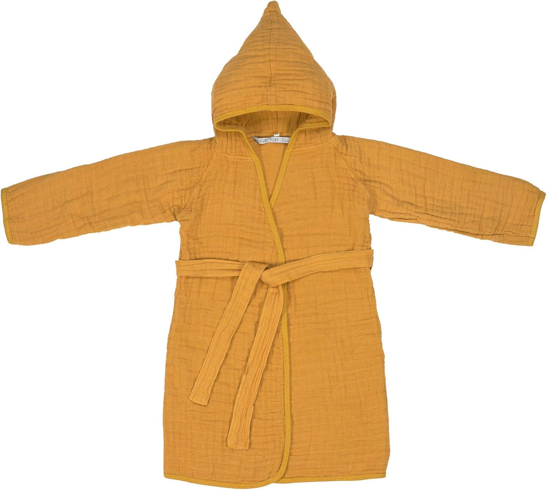 LÄSSIG Kinder Bademantel Baumwolle/Muslin Bathrobe 12-18 Monate Mustard, 12-18 Monate Mustard