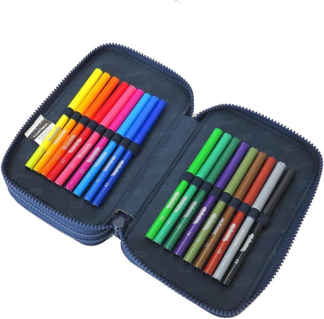 COOLPACK 3-FACH Mäppchen Federmappe Federtasche XXL Federtasche Federmappe Federmäppchen 44-teilig g