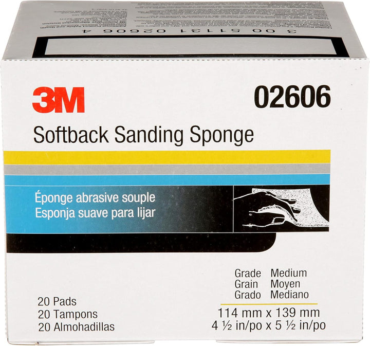 3M Softback Schleifschwamm, 02606, 115 mm x 140 mm, Medium, 20 Schwämme pro Packung 4 Mittel, 4 Mitt