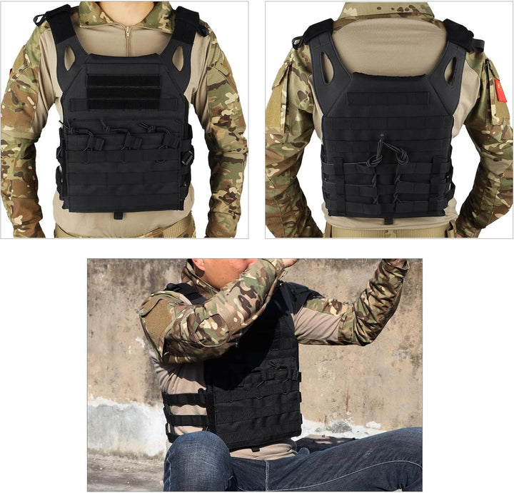FOCUHUNTER Multifunktionale Molle Weste, Schwarz atmungsaktiv, bequeme Aufbewahrungstasche, Weste, A