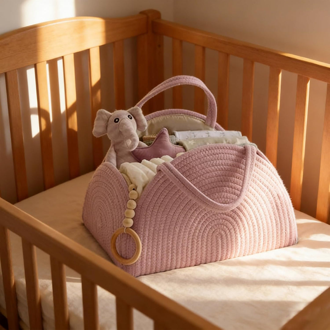 YUEMING Baby Windel Caddy Organizer, Tragbarer Wickelorganizer mit Fächern und Griffen, Wickelkorb B