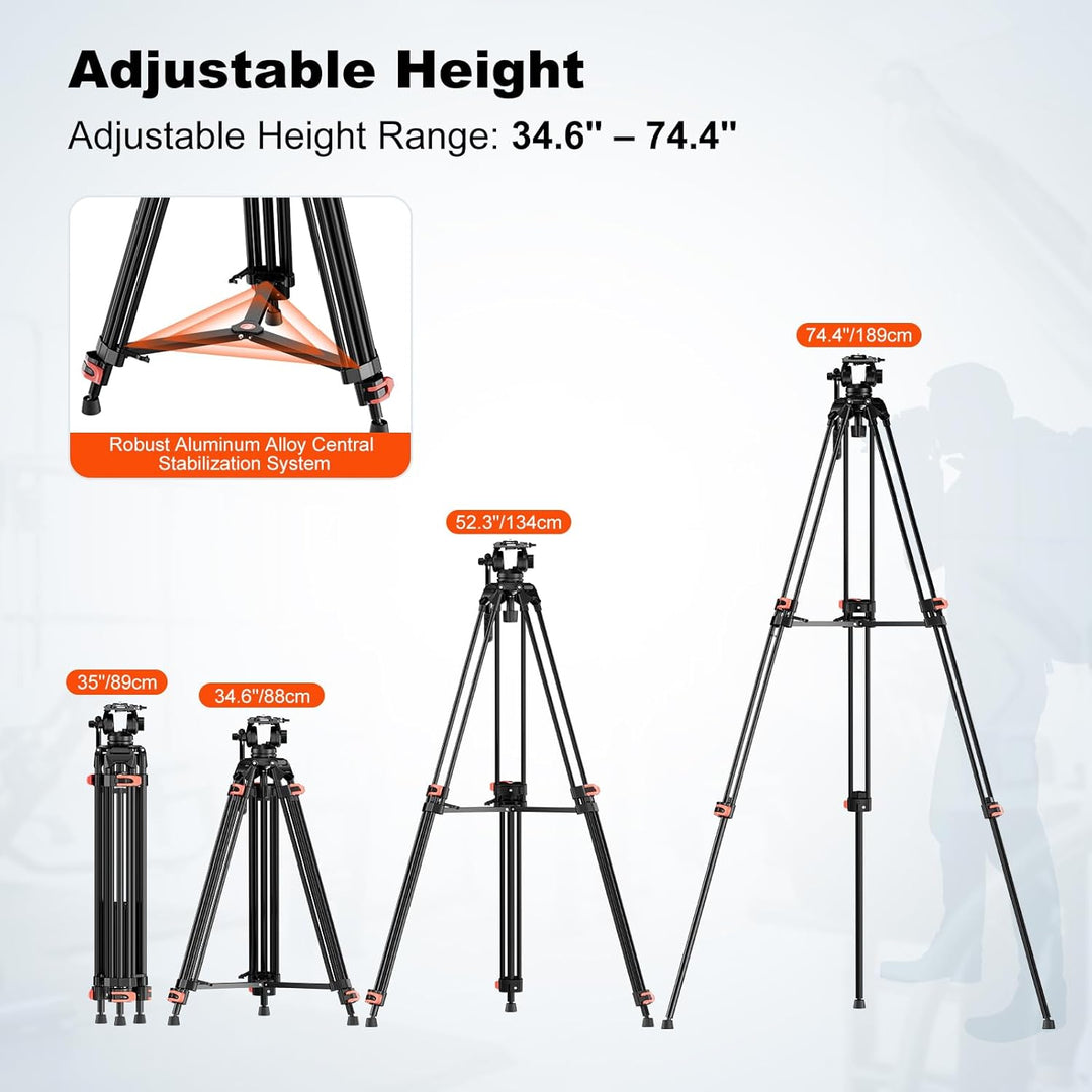 COMAN 188cm Kamera Stativ Robustes Professionelles Fotokamera Videostativ 360° Kugelkopf und 1/4'' G