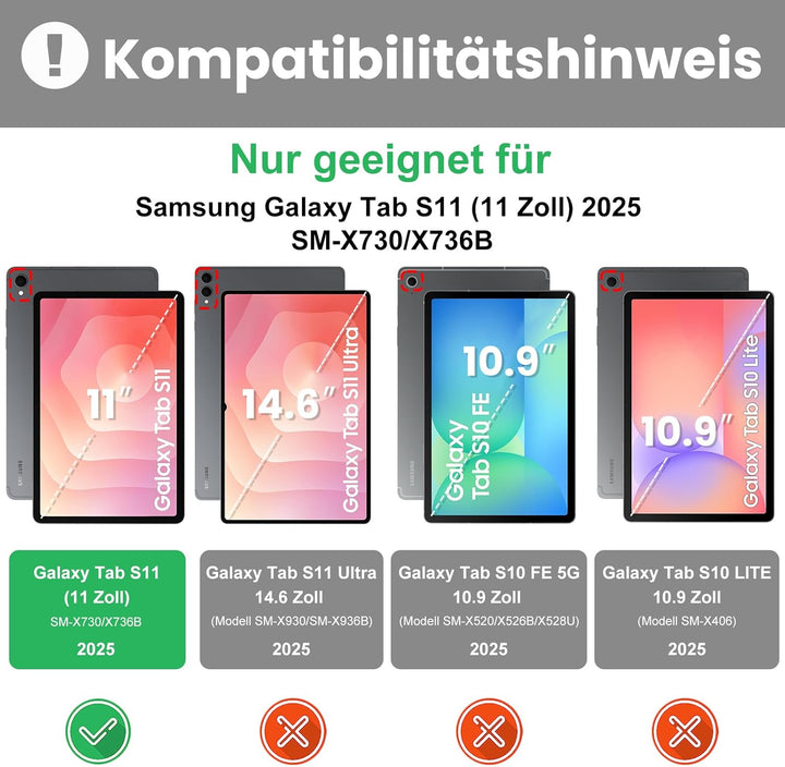 Tastatur Hülle für Samsung Galaxy Tab S11 2025 11 Zoll (SM-X730/X736B), Magnetisch Abnehmbare Blueto