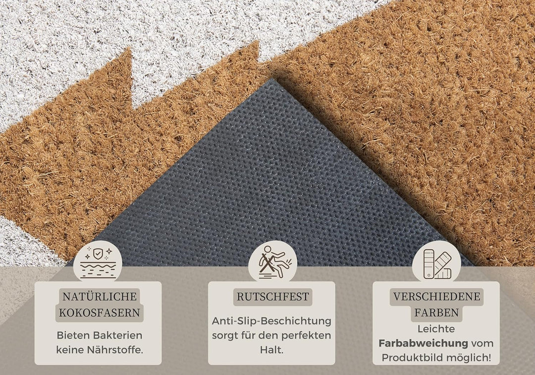 Hanse Home Kokos Fussmatte Weihnachten für Innen - Schmutzfangmatte Natur, Kokosmatte Weihnachtsbäum