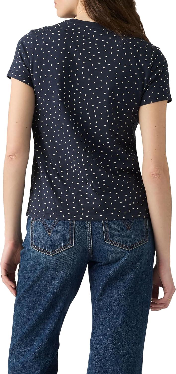 Levi's Damen The Perfect Tee T-Shirt, Striped Chesthit Logo XS Inga Dot Spaced Navy Blazer, XS Inga