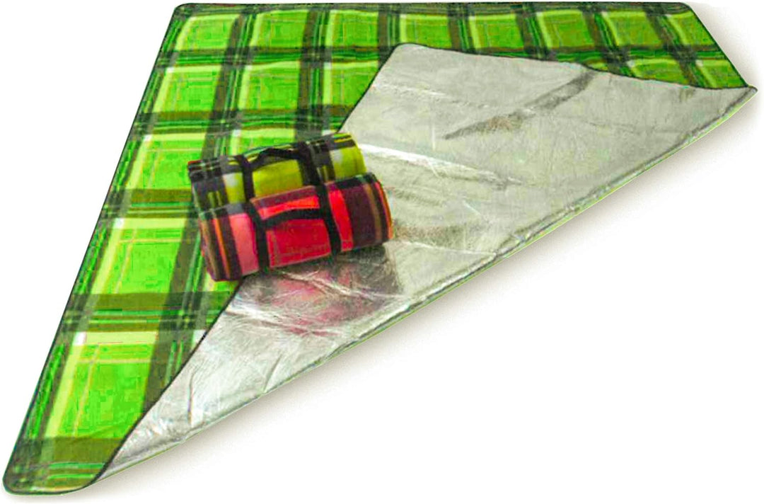 Brandsseller Fleece-Picknickdecke XXL ca. 200 x 200 cm - Unterseite Aluminiumbeschichtet - Kariert/G