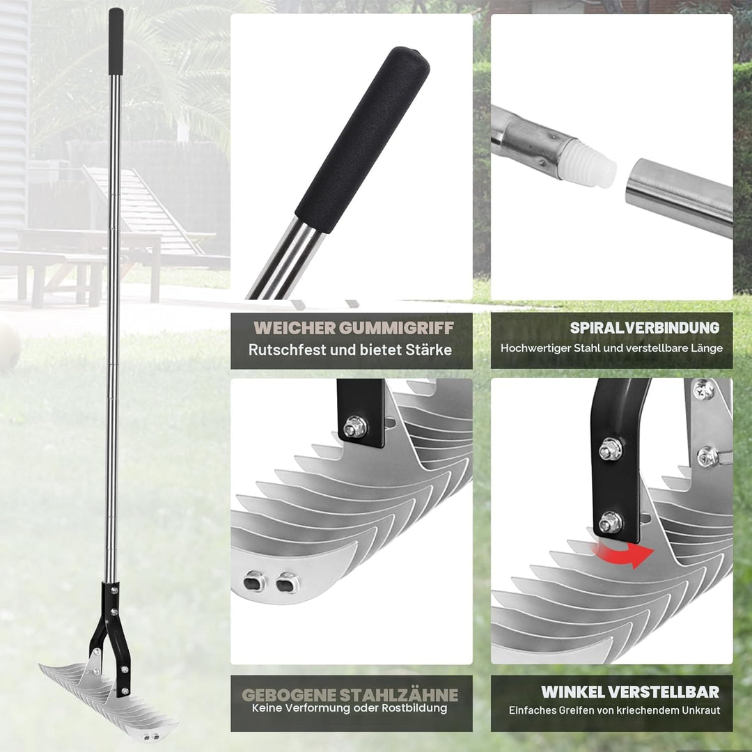 Rechen für Strohbesen – 38,1 cm breiter verstellbarer Griff, Rechen mit verstellbarem Rechen, Unkrau