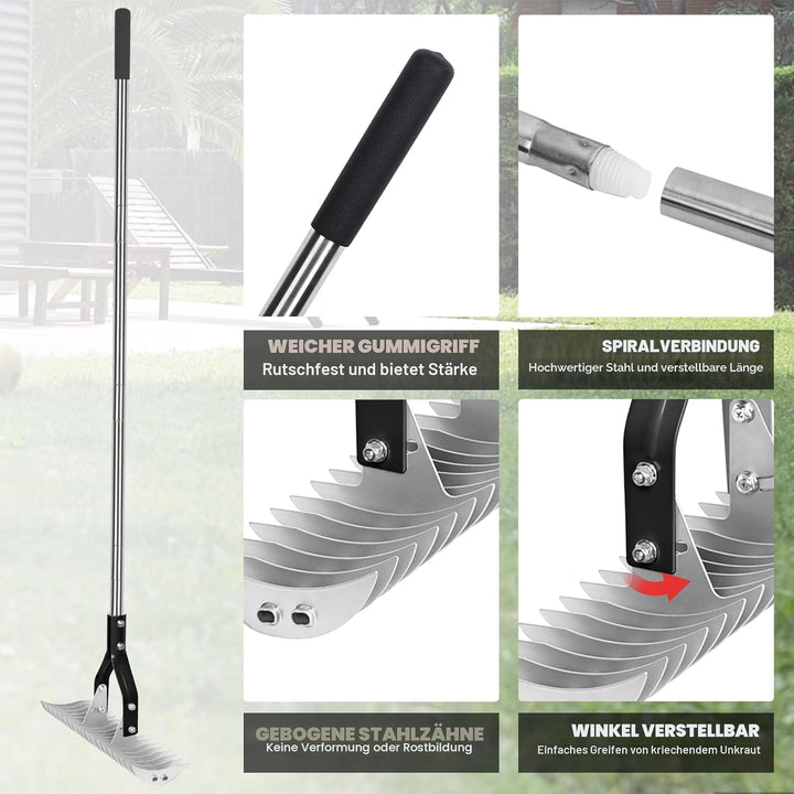 Rechen für Strohbesen – 38,1 cm breiter verstellbarer Griff, Rechen mit verstellbarem Rechen, Unkrau
