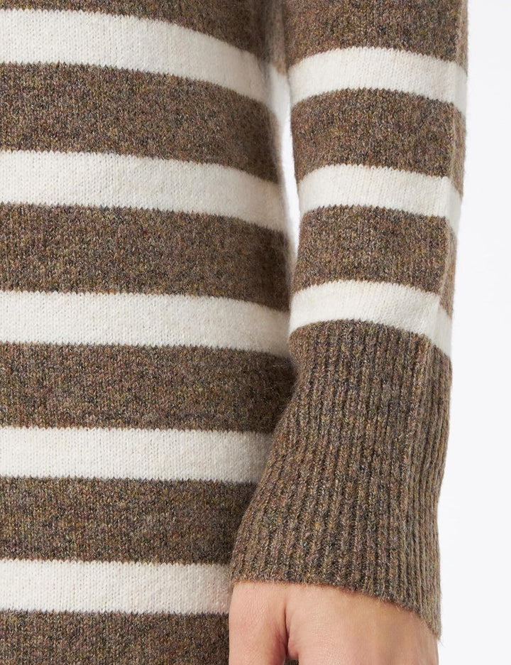 VERO MODA Female Strickkleid VMPLAZA Langes Kleid S Brown Lentil/Stripes:w. Birch, S Brown Lentil/St