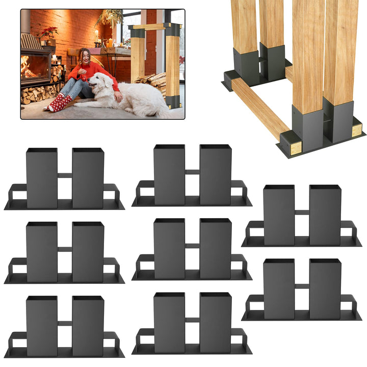 Holzstapelhilfe 8er Set, stabile Holz Stapelhilfe,Einfach zu installieren Brennholz Stapelhilfe, bes