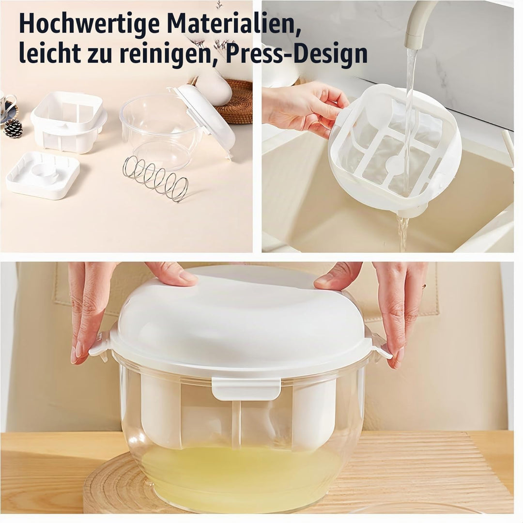 Feine Filtersiebe Joghurt Sieb mit Deckel,Wiederverwendbarer Joghurt Molke Separator,3000ml Griechis