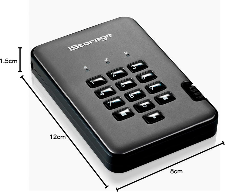 iStorage diskAshur Pro2 5TB Externe Festplatte, Graphit, IS-DAP2-256-5000-C-G HDD 5TB, HDD 5TB