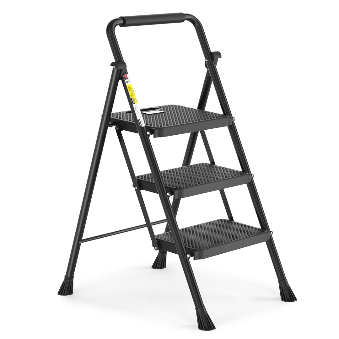 HBTower 3-Stufen-Leiter, Klapp-Step-Hocker mit breitem Anti-Rutsch-Pedal, 228KGS stabile Stahlleiter