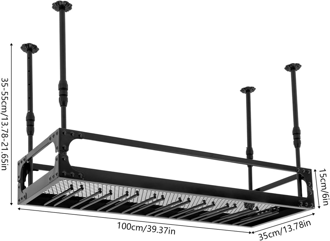 Deckenregal 100x35cm, Weinregal mit Glashalter, Schwebendes Hängeregal Höhenverstellbar, Weinflasche