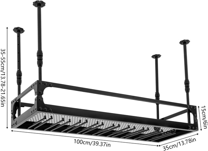 Deckenregal 100x35cm, Weinregal mit Glashalter, Schwebendes Hängeregal Höhenverstellbar, Weinflasche