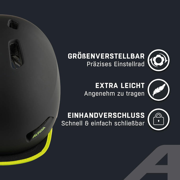 ALPINA BROOKLYN - Beleuchteter, Robuster und Komfortabler Urban Fahrradhelm Mit LED-Licht Für Erwach