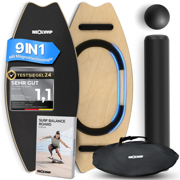 NEOLYMP Balance Board Holz – Gleichgewichtstrainer für Erwachsene & Kinder – rutschfest & bis 210kg