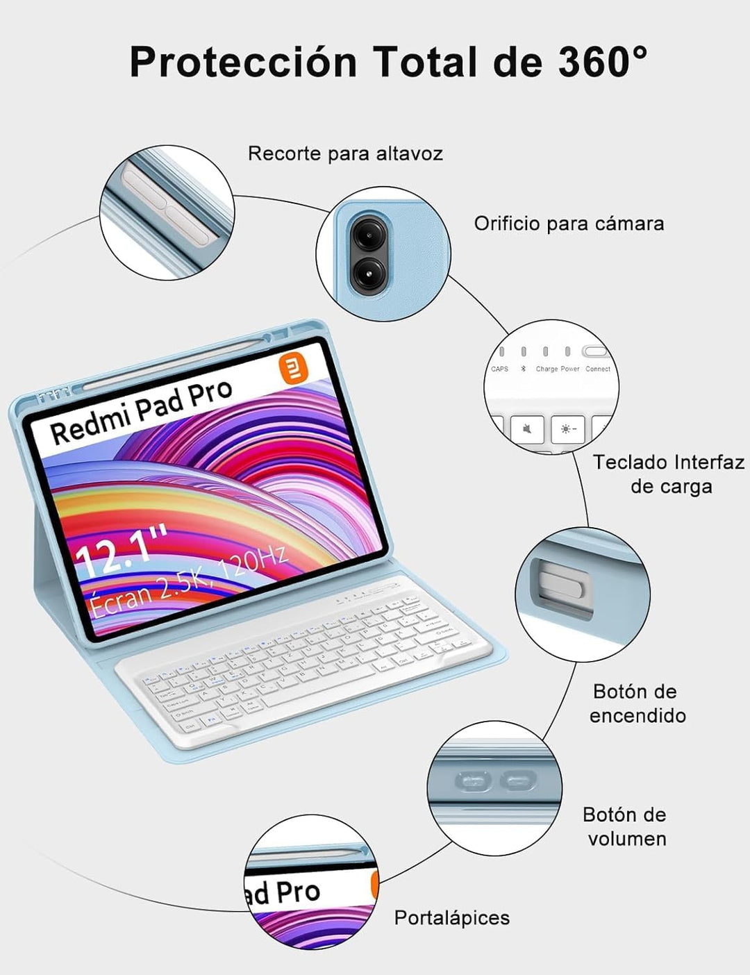 FOGARI Xiaomi Redmi Pad Pro 12.1 Tastatur Hülle - Xiaomi Pad Poco 12.1 Zoll 2024, Magnetisch Abnehmb