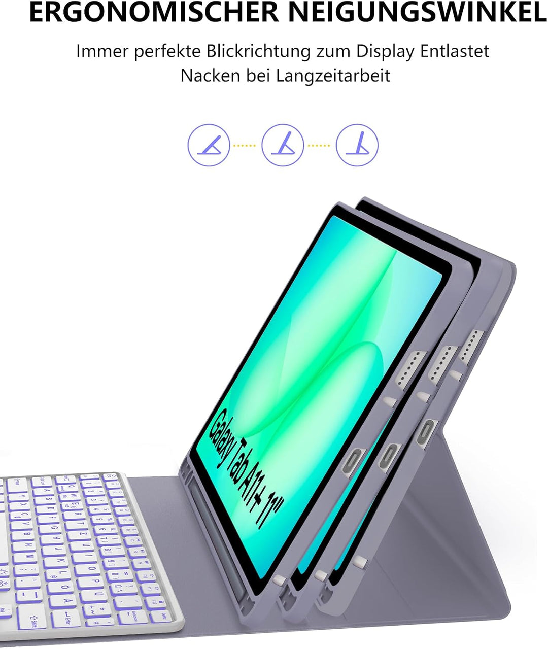 Hülle mit Tastatur für Samsung Galaxy Tab A11+ 11" (2025) & Galaxy Tab A9+ 11" (2023) – Deutsch Keyb