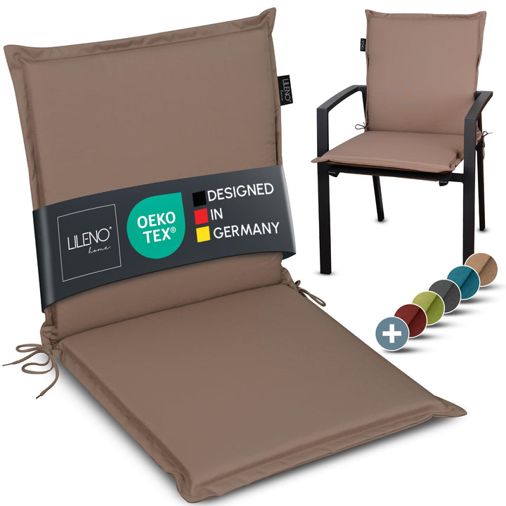 LILENO HOME Gartenstuhl Auflagen [1er Set - Niedriglehner] in Taupe - Bequeme Liegen als Sitzauflage