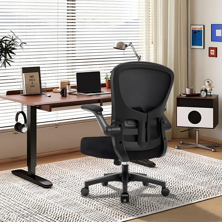 Durrafy Ergonomischer Bürostuhl, Schreibtischstuhl mit hochklappbaren Armlehnen, Verstellbarer Lende