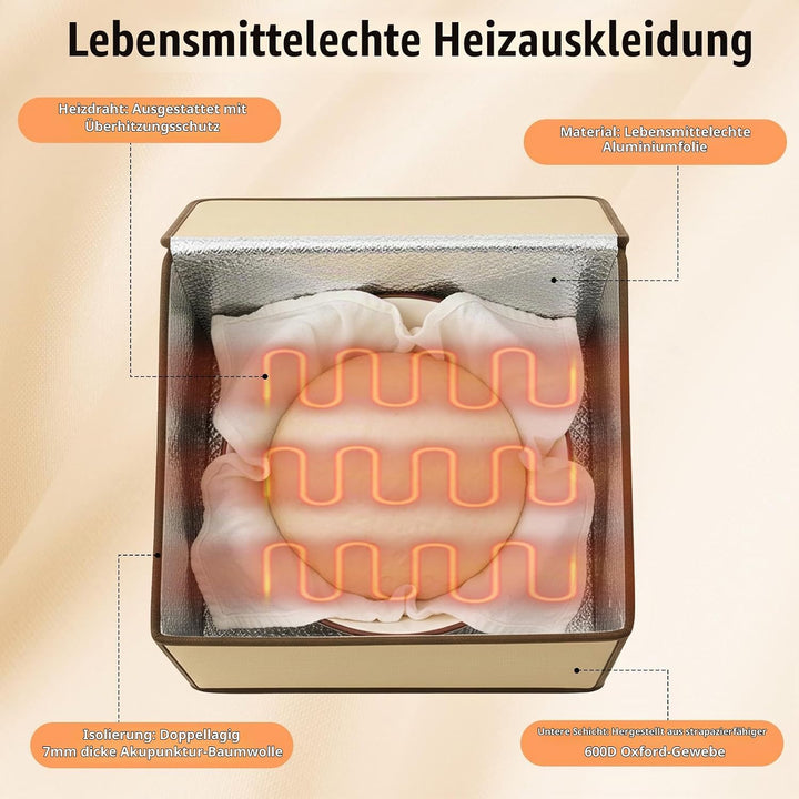 Brot Gärbox Sauerteig – Elektrischer Teigbox mit Temperatur- und Timersteuerung, Faltbare Brot Gärsc