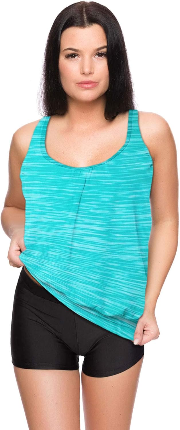 Octopus 3tlg. Damen Oversize Tankini Set zum Kombinieren! 2 Oberteile und 1 Hotpants f5495 64 Oberte