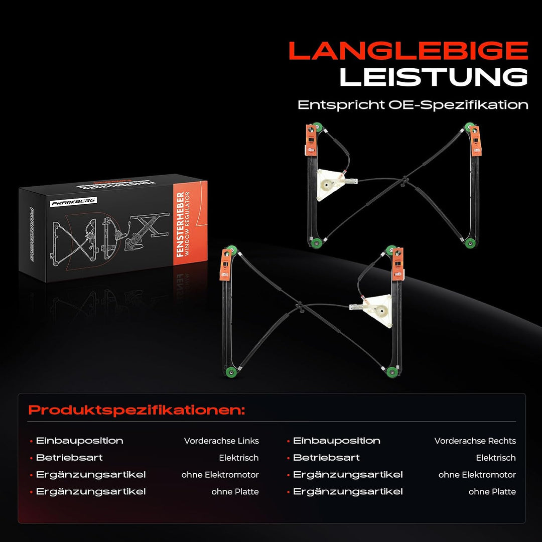 Frankberg 2x Elektrisch Fensterheber Ohne Motor Vorne Links Rechts für A3 8P1 2/3-Türer 2003-2012