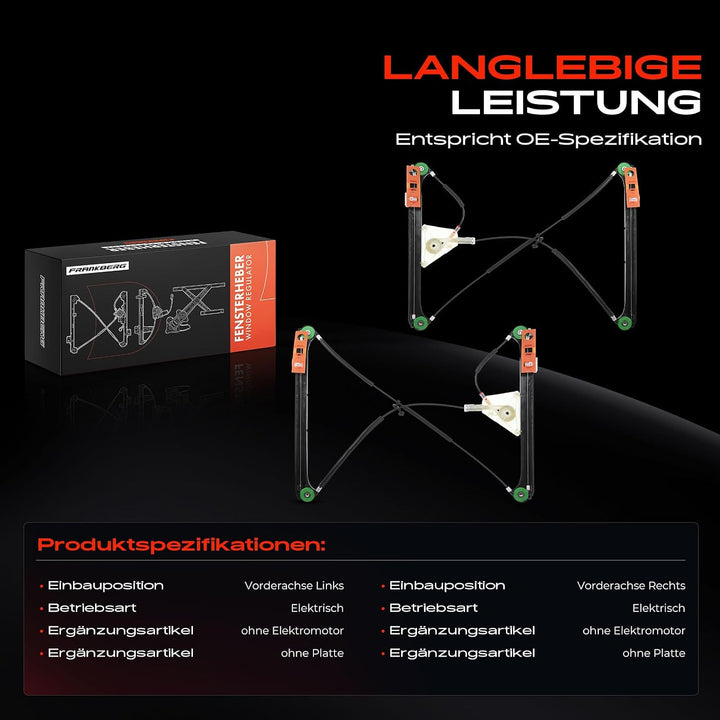 Frankberg 2x Elektrisch Fensterheber Ohne Motor Vorne Links Rechts für A3 8P1 2/3-Türer 2003-2012