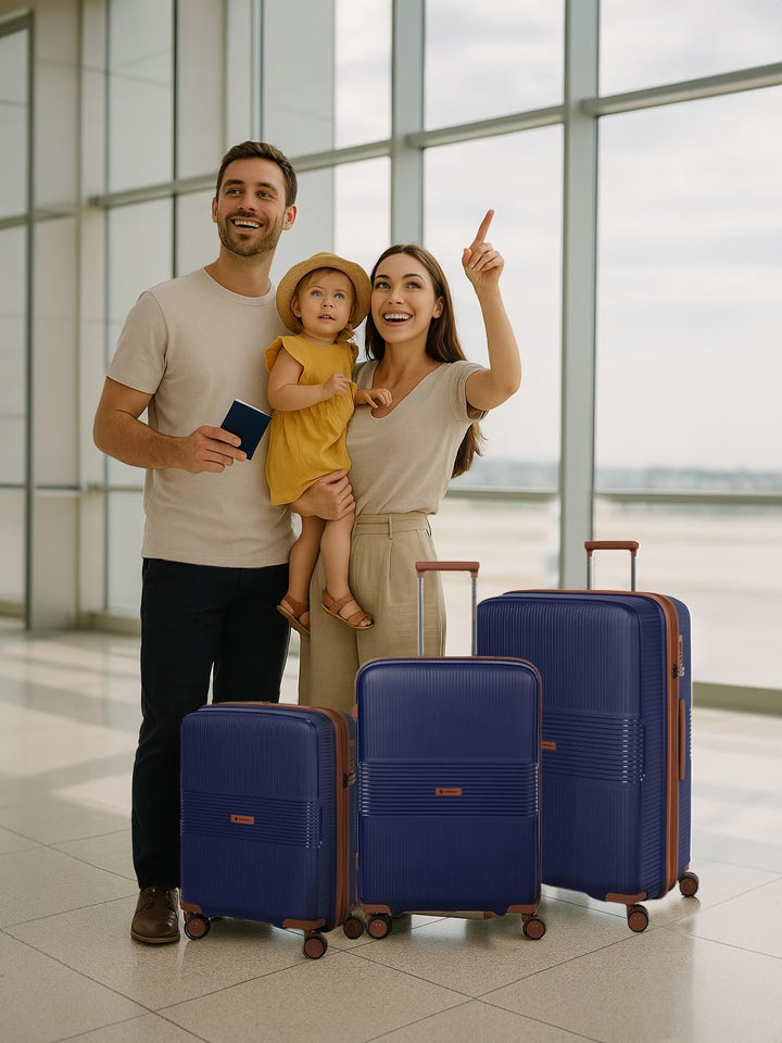 Eco Edition nachhaltiges Hartschalen Koffer-Set 3-teilig | Trolleys mit Dehnfalte erweiterbar um 6 c