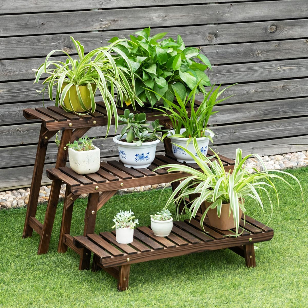 Pflanzenregal aus Holz, Blumenständer für Innen- und Aussenbereiche, Mehrzweck-Topfhalter, Pflanzens