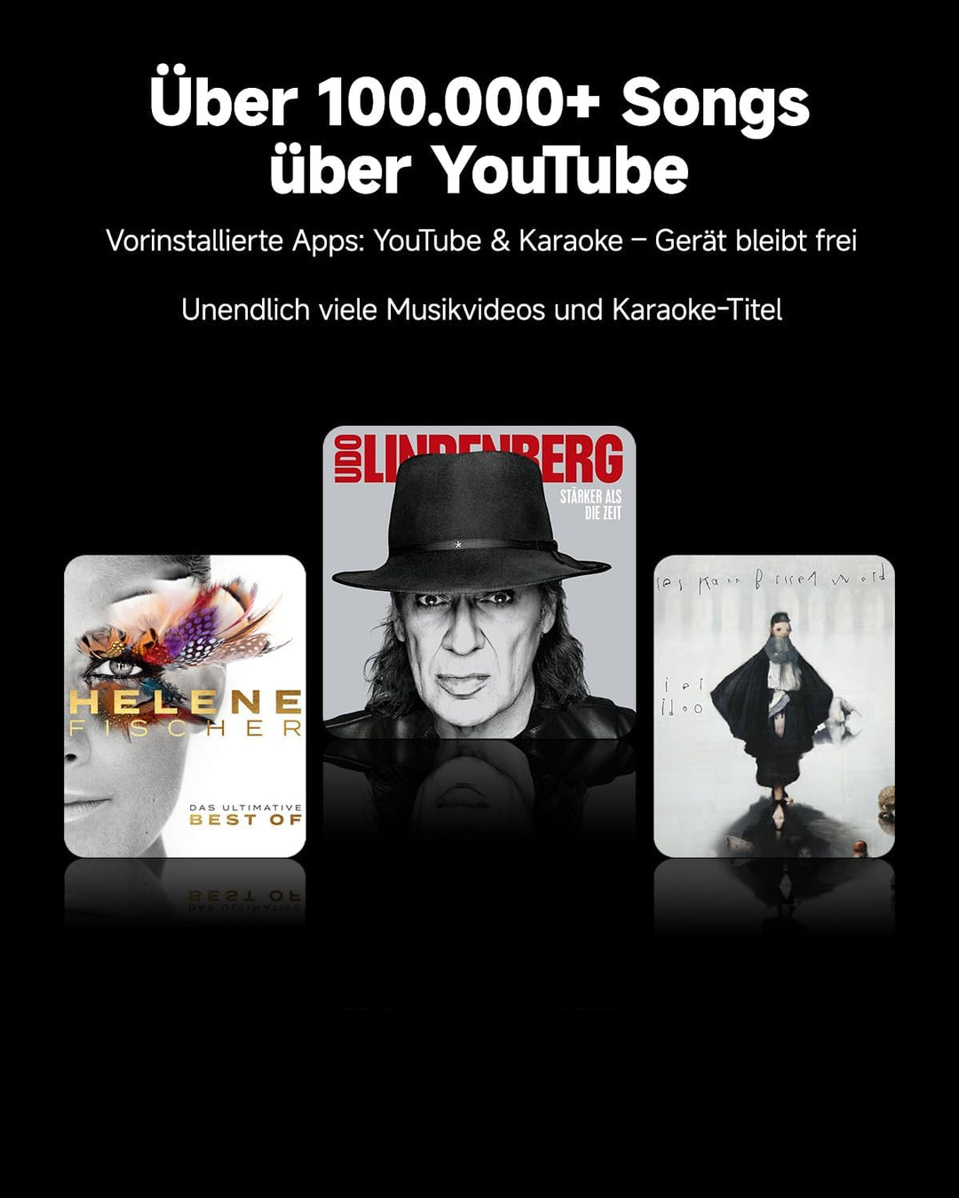 Karaoke-Maschine für Erwachsene – mit Songtextanzeige, 64 GB Karaoke-Tablet, 2 kabellose Mikrofone,